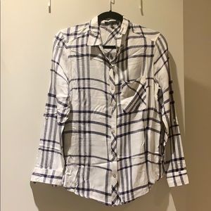 Staccato white and navy plaid shirt